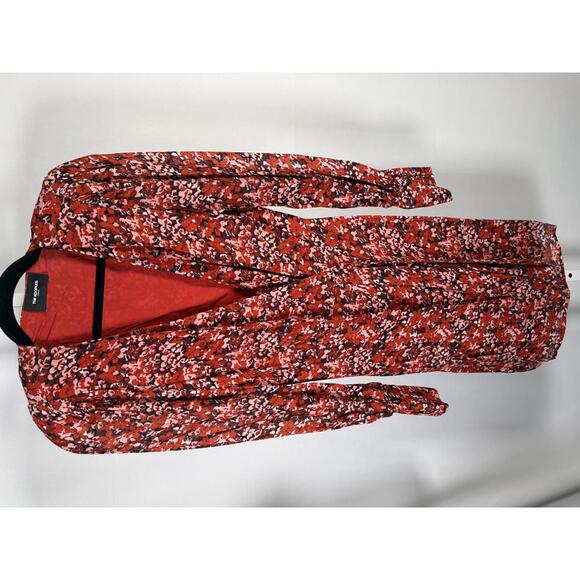 The Kooples Burning Flowers Mini Dress Size 0 (US XS) Red Floral V-Neck NWT - Picture 8 of 10